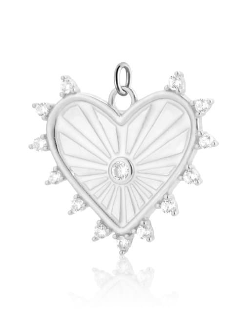 Platinum [E style] 925 Sterling Silver Cubic Zirconia Enamel Trend Heart Pendant